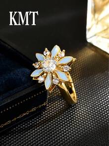 KMT 1pc Hợp kim đồng pha lê Zirconia thiết kế hình bông tuyết có thể xoay giảm áp suất cao cấp thời trang vòng mở hộp quà Giáng sinh - Phong cách bông tuyết - Xem 10