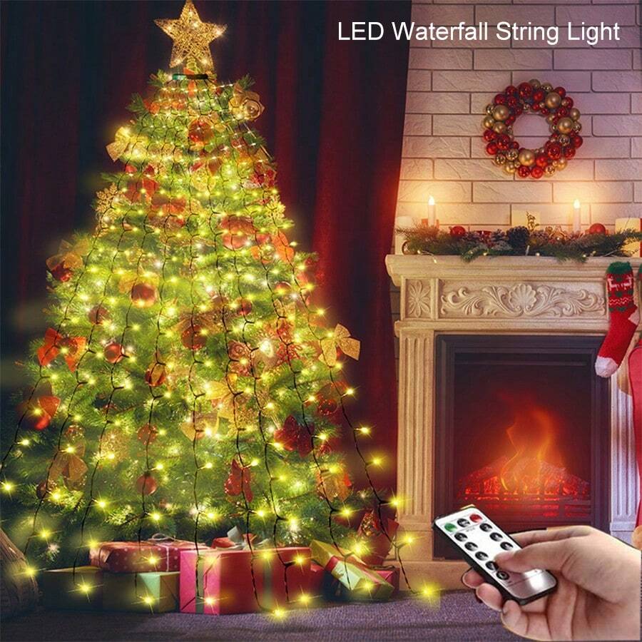 200/280/300 LED 1,5/2/3 metri ghirlande luminoase colorate, lumini rotunde pentru coroane, lumini cascadă suspendate, potrivite pentru curte, grădină, gazon, acoperiș, interior, decor de Crăciun, brad de Crăciun, Ziua Recunoștinței, nuntă, ziua de naștere, petrecere, decorațiuni de Halloween