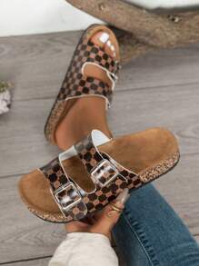 Bequeme modische Damensandalen - weich, leicht, mit Doppelschnalle, flacher Slip-On, atmungsaktives Design, geeignet für Strand und Alltag im Sommer