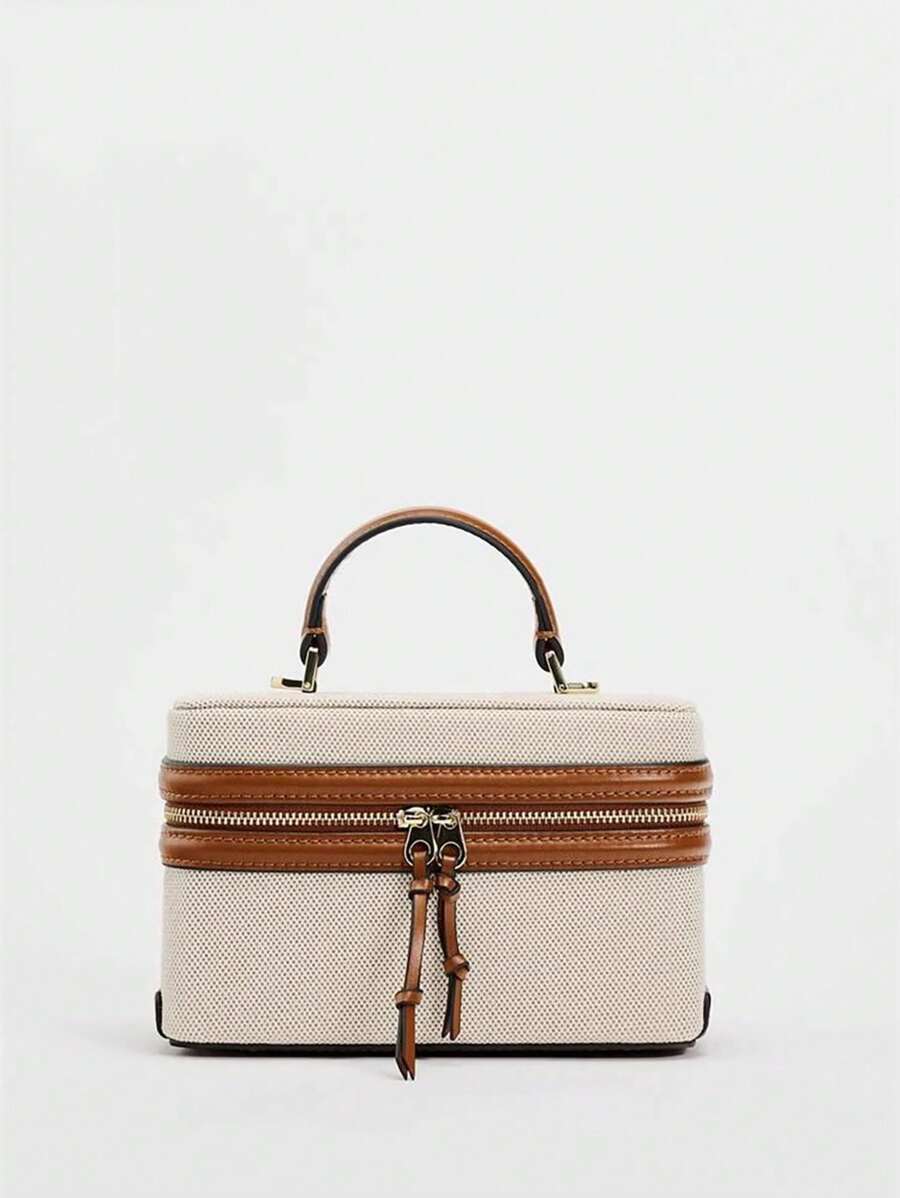Fashionable Small Square Box Bag, Handbags, Shoulder Bags, Crossbody Bags, Suitable For Banquets, Office Workers, Middle School, High School, University, Bag For Women Elegant - Brown - View 1