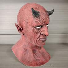 1 件万圣节全脸有角小恶魔面具乳胶头套恐怖装扮幽灵氛围鬼屋 - 彩色 - 查看 3