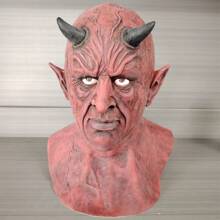 1 件万圣节全脸有角小恶魔面具乳胶头套恐怖装扮幽灵氛围鬼屋 - 彩色 - 查看 1