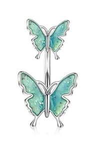 BESTEEL 1pc 14G Belly Button Bars Dangle Cute Butterfly Snake Evil Eye Heart Clear CZ Clicker Dangly Belly Button Rings For Women Belly Button Piercinging - Multicolor - View 8