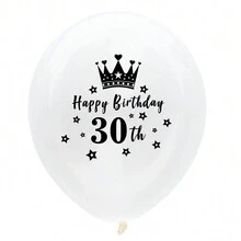 Globos de látex con número "Feliz cumpleaños" y corona transparente de 12 pulgadas, para decoración de fiesta de cumpleaños de 18/30/40/50/60/70 años - Multicolor - Ver 13