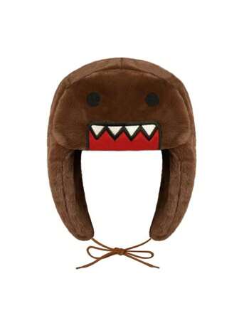 KERESLINA Outdoor Novelty Cartoon Embroidery Double Layer Fleece Earflap Windproof Warm Trapper Hat, Autumn/Winter