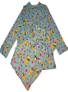 Girls' Winter Long Sleeve Suede Printed Pajamas - 綠色 - 查看 5