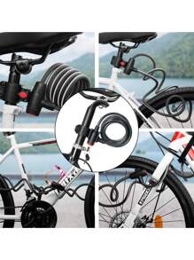 Anti-Theft Coiled Steel Cable Chain Lock For Bicycle And Motorcycle Vmingo Mexico - Black - View 5