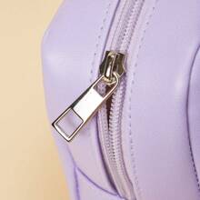 Miniso 史努比卡通图案方形化妆包，简约风格旅行化妆包，多功能收纳袋，防水皮革洗漱包（紫色） - 紫羅蘭色 - 查看 4