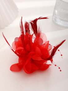 1pc Floral & Feather Design High-End Fashion Hair Clip Valentine's Day Valentines Claw Clips Hair Claws Hair Barrettes