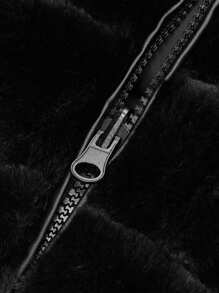 Giolshon 女士双面秋冬外套 - 人造毛皮连帽，通勤时尚，百搭叠穿