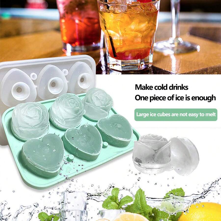 Khuôn làm đá viên silicon hình trái tim hoa hồng và sô cô la đa năng, dễ dàng tháo khuôn cho đồ uống, bánh pudding, thạch, kẹo - Phải có cho quầy bar tại nhà, nhà bếp, tiệc Halloween - Nhiều màu - Xem 1
