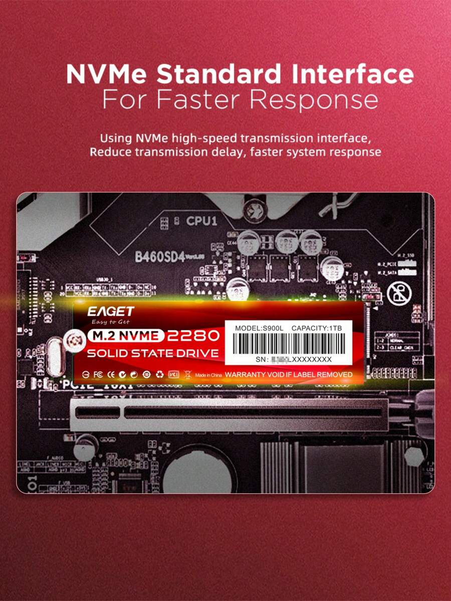 Eaget NVME M.2 SSD 2500Mb/S 256GB 512GB 1TB Solid State Drive 2280 M2 ...
