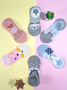 12 Pairs Of Invisible Socks With Ears For Women. Thin, Breathable And Super Comfortable With Different Designs In Each Package. - Multicolor - View 3