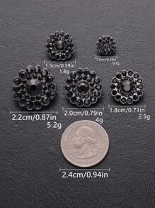 6 cái/gói Nút kim loại hình hoa tròn gợn sóng đính đá toàn bộ, trang trí may cho áo khoác, áo len, áo len cardigan, áo khoác, bó hoa, giày dép, túi xách, phụ kiện trang sức tự làm - Nhiều màu - Xem 13