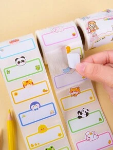 10 Rolls/1000pcs Preschool Name Stickers Blank Cartoon Kids Adhesive Labels For Handwriting - Multicolor - View 7
