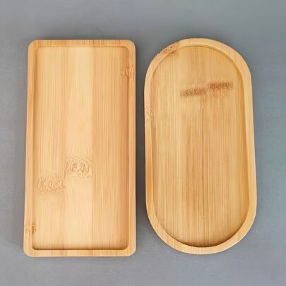 1 个 17.5 厘米/6.88 英寸椭圆形竹托盘、珠宝竹托盘、长方形托盘、方形杯垫