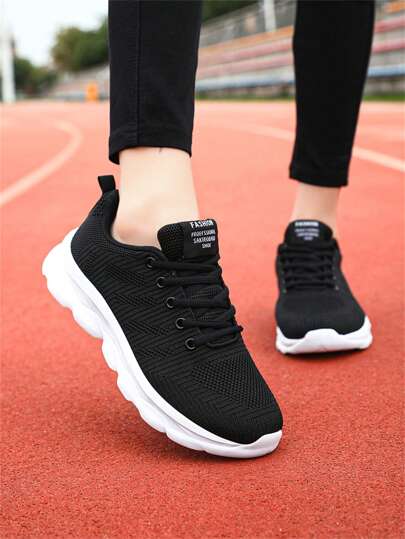 Women's Knitted Sneakers, Flat, Comfortable, Versatile, Casual Walking/Exercise/Running Shoes, Lightweight Soft Sole, Suitable For Spring