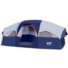 CAMPROS CP Tent 8 Person Camping Tents, Weather Resistant Family Tent, 5 Large Mesh Windows, Double Layer, Divided Curtain For Separated Room, Portable With Carry Bag - Blue - View 1