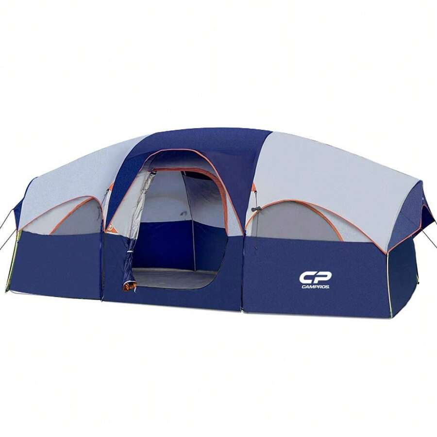 CAMPROS CP Tent 8 Person Camping Tents, Weather Resistant Family Tent, 5 Large Mesh Windows, Double Layer, Divided Curtain For Separated Room, Portable With Carry Bag - Blue - View 1