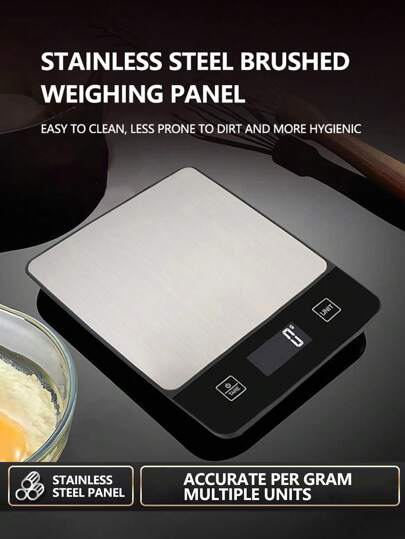  1 Professional Unit Switching Kitchen Scale, 10KG High-Definition Screen Baking Scale, Various Units Switching G/Kg/Oz/Etc, Tea Weighing, Food Weighing, Kitchen Tools (No Complimentary Batteries)[New Year ]