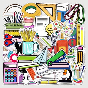 50 piezas/Set Pegatinas de papelería con diseño de estilo INS, pegatinas artesanales DIY para equipaje, monopatín, refrigeradora, teléfonos