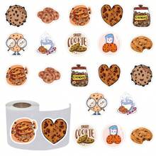500pcs/Roll (10 Designs Per Roll) Cookie Biscuit Doodle Stickers, Suitable For Laptop, Skateboard, Refrigerator, Notebook, Helmet, Motorcycle, Water Bottle, Phone, Guitar, Scrapbook, Party Decoration Gifts - Orange - View 1