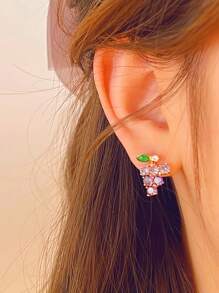 1 对紫葡萄耳钉，优雅的水晶时尚耳环，适合女性日常佩戴、约会、聚会、节日、礼物 - 紫色 - 查看 5