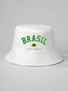 1 chiếc mũ chống nắng ngoài trời mùa xuân/hè, mũ du lịch chống tia UV dành cho nữ, in hình quốc kỳ Brazil năm 1938, mũ tai bèo unisex kiểu Y2K - in - Xem 2