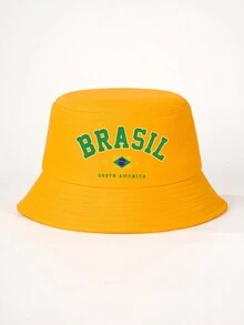 1 chiếc mũ chống nắng ngoài trời mùa xuân/hè, mũ du lịch chống tia UV dành cho nữ, in hình quốc kỳ Brazil năm 1938, mũ tai bèo unisex kiểu Y2K - in - Xem 5