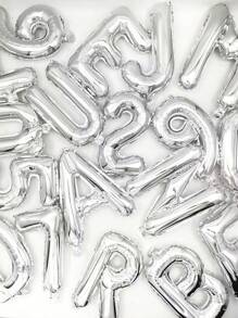 1pc 15.7 Inch Silver Alphabet Balloons, Numeric Balloons (Alphabet & Numeric Available), Freely Combinable, Suitable For Party Decoration - Silver - View 1