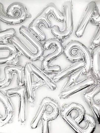 1 个 15.7 英寸银色字母气球、数字气球（字母和数字可用），可自由组合，适合派对装饰