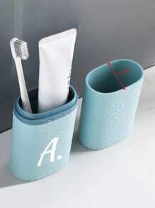 1pc Daisy Letter A-Z Portable Toothbrush Case, Keep Your Toothbrush Clean And On The Go!Travel Toothbrush Holder, Portable Toothbrush Cup Cover, Suitable For Travel, Camping, Business Travel, And School, Multi-Purpose Toothbrush Cup, Travel Wash Cup, Toothbrush And Toiletries Storage Kit, Minimalist Toiletries Storage Box, Travel Essentials, Bathroom Accessories, Household Items, And Storage Supplies - Baby Blue - View 8