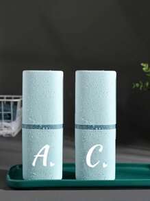 1pc Daisy Letter A-Z Portable Toothbrush Case, Keep Your Toothbrush Clean And On The Go!Travel Toothbrush Holder, Portable Toothbrush Cup Cover, Suitable For Travel, Camping, Business Travel, And School, Multi-Purpose Toothbrush Cup, Travel Wash Cup, Toothbrush And Toiletries Storage Kit, Minimalist Toiletries Storage Box, Travel Essentials, Bathroom Accessories, Household Items, And Storage Supplies - Baby Blue - View 3