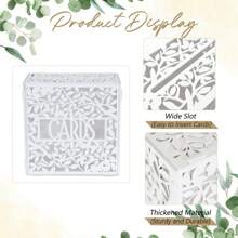 1set White Wedding Card Box For Reception, Hollow Wooden Gift Card Box With Slot, DIY Wedding Memory Money Card Box For Party Anniversary Shower Birthday Wedding Decorations