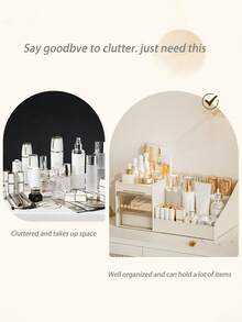 Desktop Drawer Style Makeup Organizer Box, Multi-Functional Vanity Organizer For Bathroom, Cosmetics, Skincare, Lipsticks, Perfume, Jewelry, Large Capacity Compartment Makeup Storage - Multicolor - View 6