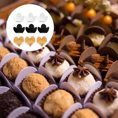 50 piezas Envolturas de papel para trufas de chocolate, forros de tazas de chocolate, tazas para dulces, tazas para postres para magdalenas, cupcakes o bocaditos (Caqui), decoraciones de Navidad, regalos y decoraciones navideñas