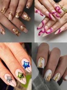 6pcs Metal Nail Powder Set, Y2K Mirror Gold & Silver Decorative Glitter Nail Art Accessories, Powder, Suitable For Women & Girls Nail Decoration DIY, 6 Colors Home Salon Kit - 彩色 - 查看 6