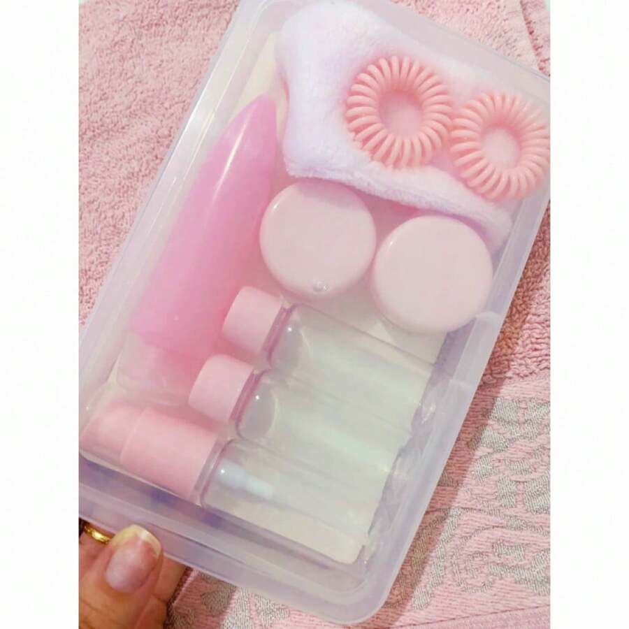 Travel Kit Of Bottles With Towel With 8 Pieces - 玫紅色 - 查看 1