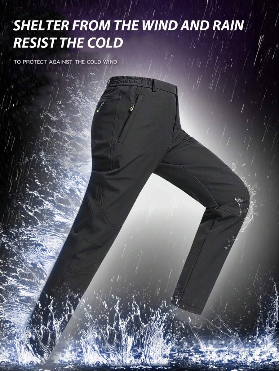 Men's Outdoor Trousers, Comfortable And Warm Fleece Trousers, Wearable And Breathable Mountaineering Pants - Black - View 1