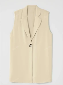 Women's Solid Color Lapel Single-Breasted Casual/Commuter Vest/Jacket, Spring/Autumn