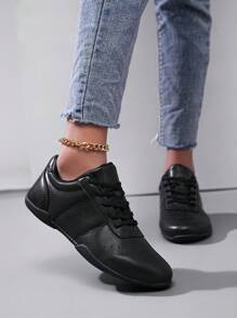 Lightweight & Breathable Dance Sneakers For Teens, Comfortable Soft Sole Indoor All Match Casual Dancing Shoes For Teenagers - Black - View 4