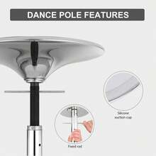 Adjustable Height Reinforced Rotating Dance Fitness Pole - Silver - View 4