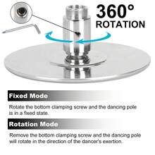 Adjustable Height Reinforced Rotating Dance Fitness Pole - Silver - View 3