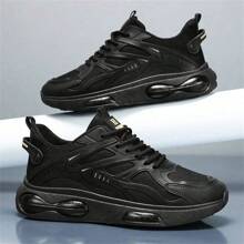 Men New Versatile Casual Breathable Sports Shoes - Black Gold - View 3