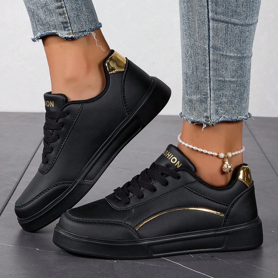 4 temporadas Nuevos zapatos de lona para mujer, zapatillas casuales ligeras, zapatos estudiantiles negros, suela blanda, impermeables, calzado deportivo de ocio plano