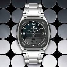 Đồng hồ thạch anh thời trang nam, CHAXIGO, Đồng hồ báo thức chống nước phát sáng, Dây đeo bằng thép không gỉ và mặt số lớn, Đồng hồ điện tử kim chuyển động kép, Đồng hồ thời trang nam chất lượng cao, 6137 - trắng - Xem 6