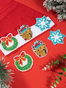 Nhãn dán sắt Giáng sinh, Cây thông Noel lấp lánh, Nhãn dán thêu, Bông tuyết sáng, Vòng hoa nai sừng tấm, Tất ông già Noel may trên quần áo, Nhãn dán, Quần jean, Mũ, Áo sơ mi, Áo len, Đồ trang trí - Nhiều màu - Xem 3