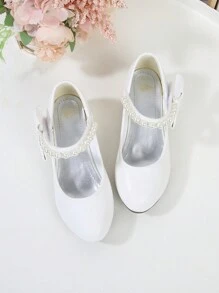 Girls' Fashion Elegant Bow Decor High Heel Shoes,Spring Autumn Children Dance Party Dress Shoes
