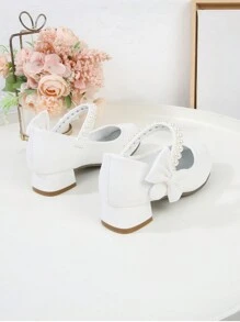 Girls' Fashion Elegant Bow Decor High Heel Shoes,Spring Autumn Children Dance Party Dress Shoes