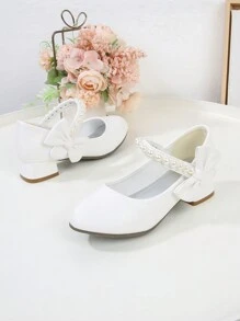 Girls' Fashion Elegant Bow Decor High Heel Shoes,Spring Autumn Children Dance Party Dress Shoes